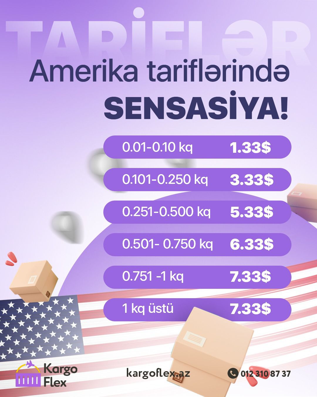 Amerikadan tarifləri endirdik.
